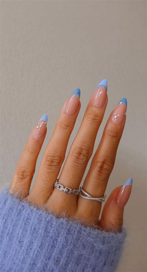 sky blue french tip|cobalt blue french tip nails.